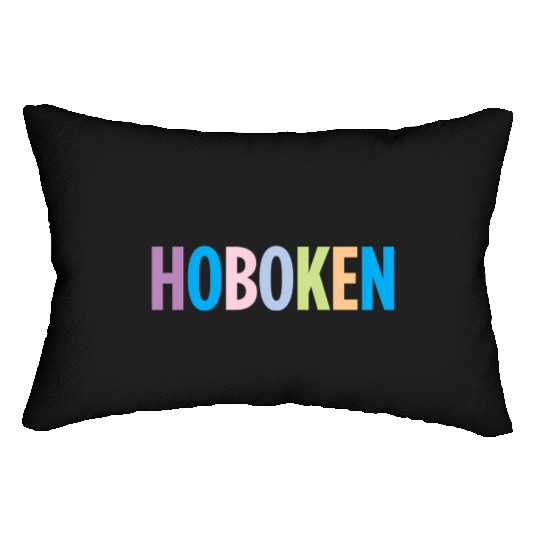 Hoboken New Jersey Colorful Type Lumbar Pillows