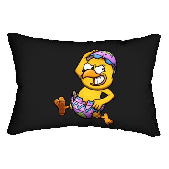 Running Little Chick In An Easter Egg Lumbar Pillows