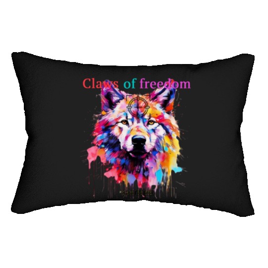 Lone Wolf in Multicolor Lumbar Pillows