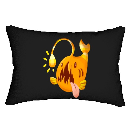 The Orange Candy Corn Angler Fish Lumbar Pillows