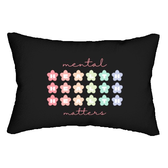 Mental Health Matters Retro Flowers Pastel Rainbow Lumbar Pillows