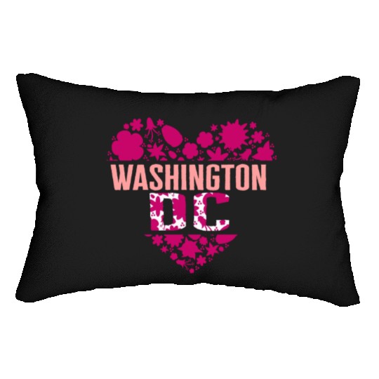 Washington DC Lumbar Pillows, Cherry Blossom Heart Floral