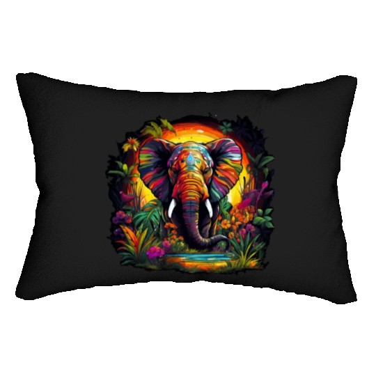 Elephant in the djungle Lumbar Pillows