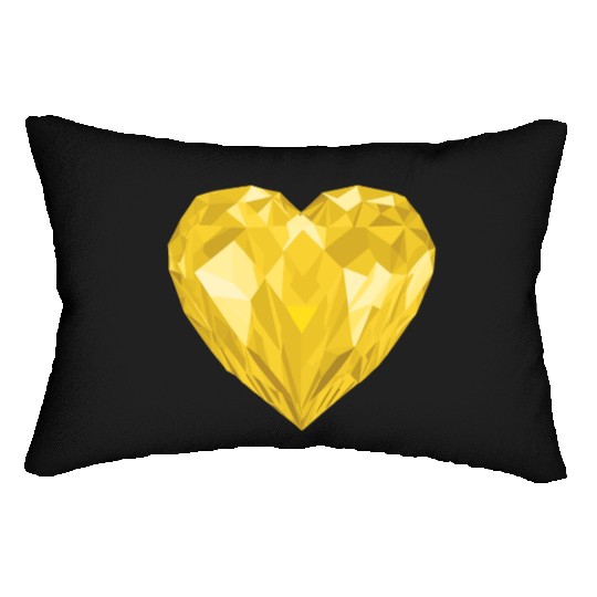 Glossy yellow diamond heart Lumbar Pillows