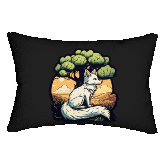 Majestic Serenity: Fox Under the Tree Lumbar Pillows