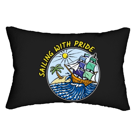 LGBTQ Sailing Ship with Gay Flag, Family Vacation Lumbar Pillows