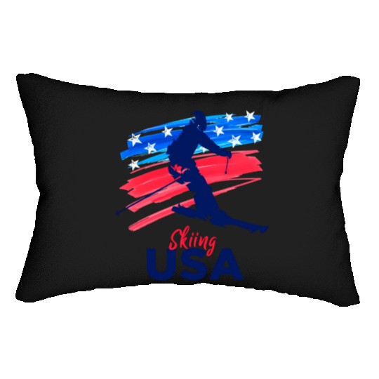 Skiing Usa Support The Team Usa Flag Ski Winter Lumbar Pillows