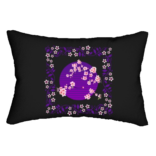 Cherry Blossom Lumbar Pillows, Aesthetic Vaporwave Sakura