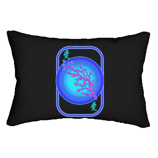 Cherry Blossom Lumbar Pillows, Vaporwave Sakura Flowers