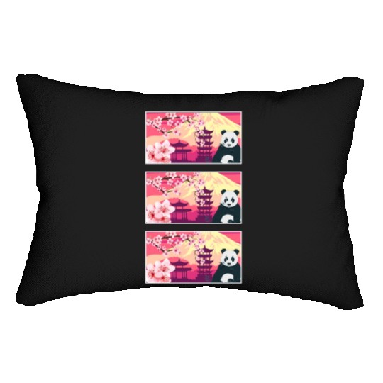 Cherry Blossom Lumbar Pillows, Women's Panda Sakura Kawaii