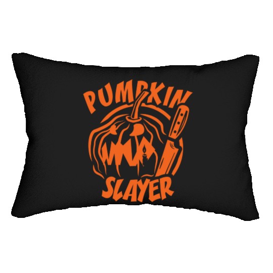 Pumpkin Slayer plain green Lumbar Pillows