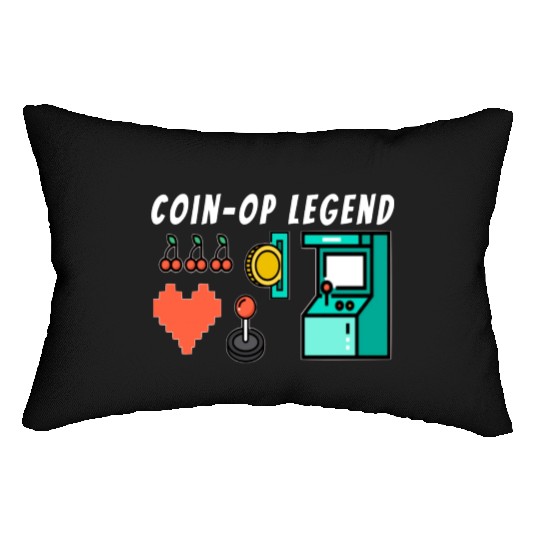 Coin Op Legend Arcade Gaming 80s Retro Gamer Lumbar Pillows