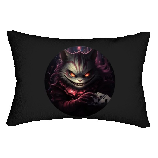 Cheshire Cat Playing Cards Lumbar Pillows