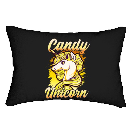 Candy Corn Unicorn Halloween Funny Candy Unicorn Lumbar Pillows