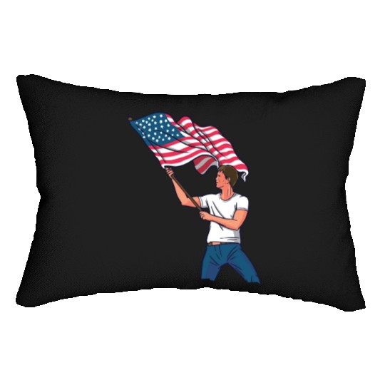 Waving Usa Flag Lumbar Pillows