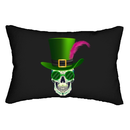 Sugar Skull Saint Patricks Day Of Dead Lumbar Pillows