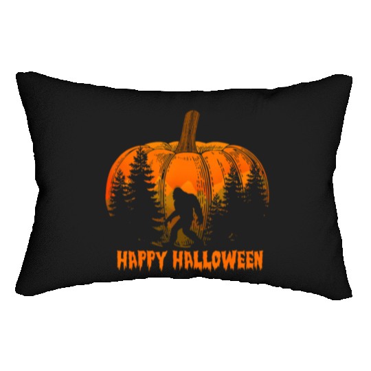 Funny Vintage Bigfoot Pumpkin Halloween Lumbar Pillows