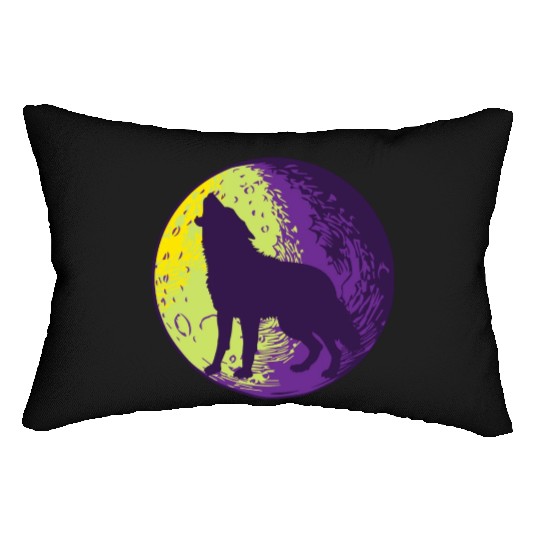Howling wolf in the moon cool Lumbar Pillows