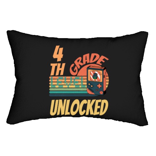 4th Grade Level Unlocked Video Game Back to School Lumbar Pillows