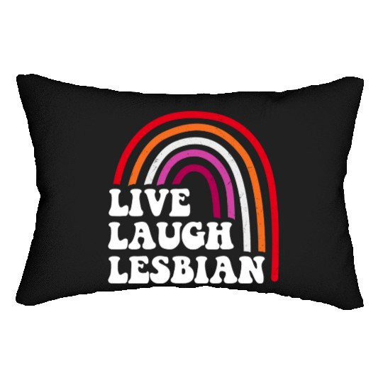 Live Laugh Lesbian Rainbow Lumbar Pillows