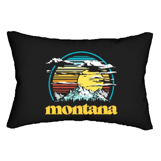 Montana 80s Style Mountains Sun Lumbar Pillows