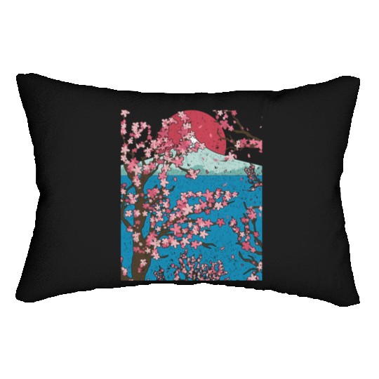 Japan cherry blossom gift sunset sakura Lumbar Pillows