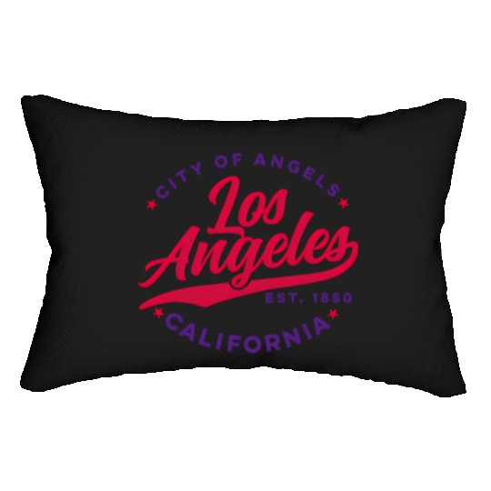 Los Angeles City Of Angels California Red Text Lumbar Pillows