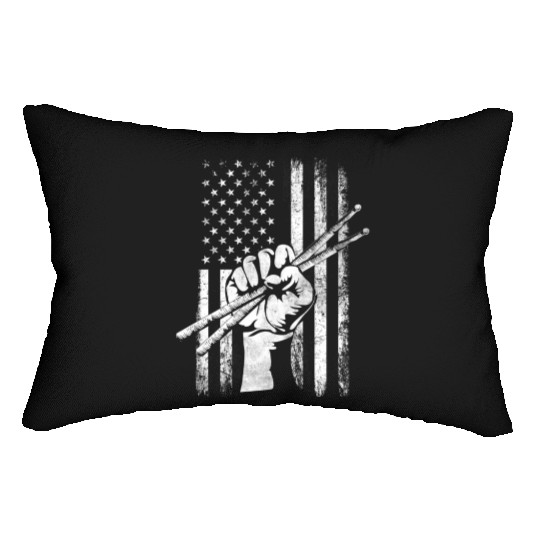 Patriotic Drummer Us Flag Drumsticks Percussion Dr Lumbar Pillows