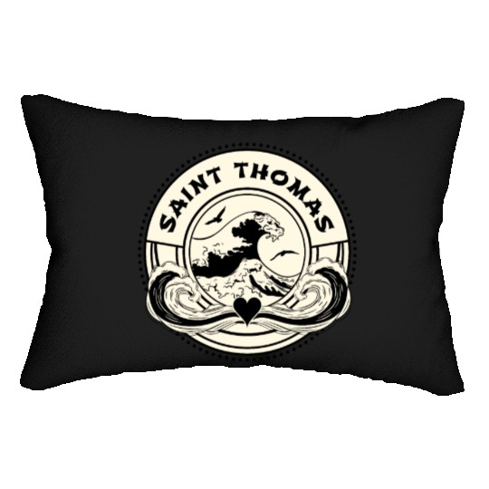 St Thomas Caribbean Sea Japanese Style Waves Lumbar Pillows