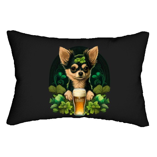 Chihuahua | St. Saint Patricks Day Beer Shamrock Lumbar Pillows