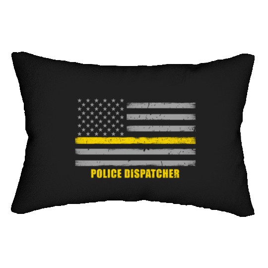 Police Dispatcher - Thin Gold Line Flag Lumbar Pillows