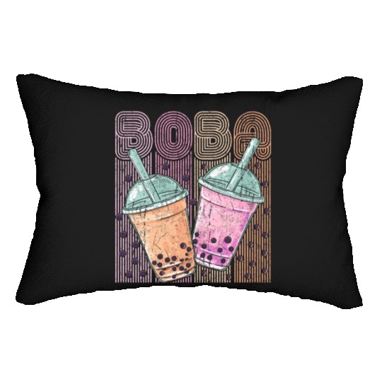 Boba Tea Design Bubbles Bubble Tea Retro Boba Lumbar Pillows