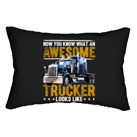 Awesome Trucker Big Rig Semi-Trailer Truck Driver Lumbar Pillows