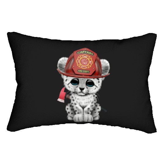 Cute Snow Leopard Cub Firefighter Lumbar Pillows