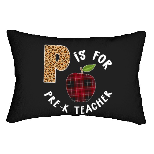 P Is For Pre K Teacher Leopard Buffalo Plaid T Lumbar Pillows