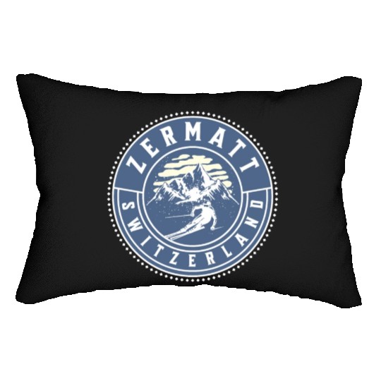 Zermatt Switzerland Vintage Skiing Lumbar Pillows