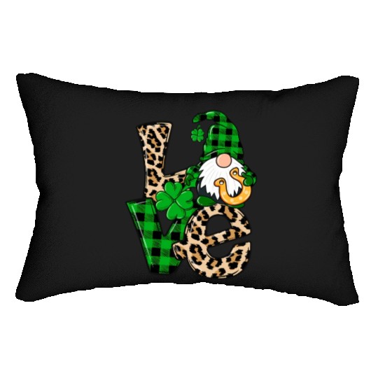 Love Irish Gnome Shamrock Leopard Plaid St Patrick Lumbar Pillows