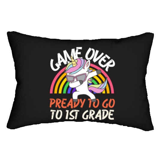 Game over ready to go to 1st grade, back to school Lumbar Pillows