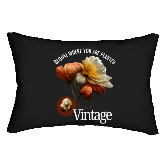 Brown Floral Life Quotes Vintage Lumbar Pillows