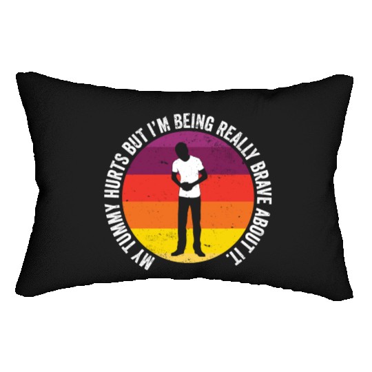 Funny Tummy Ache Survivor My Tummy Hurts Food Lumbar Pillows