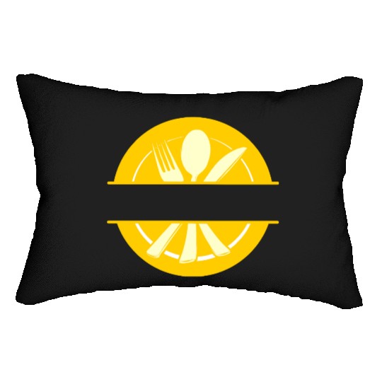 Cutlery menu card logo gold with transparent bar Lumbar Pillows