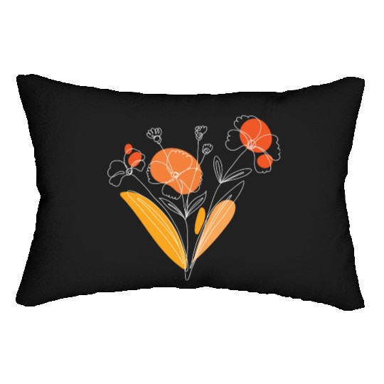 Wildflowers Flowers Nature Bouquet White Lumbar Pillows