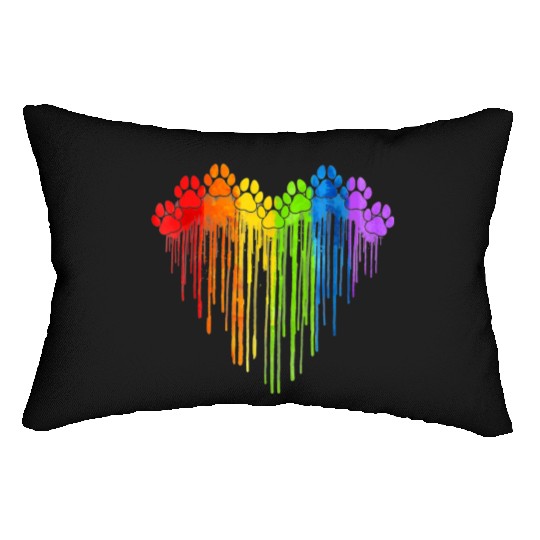 Dog Paws Rainbow Heart Dog Lover Gay Pride LGBT Lumbar Pillows