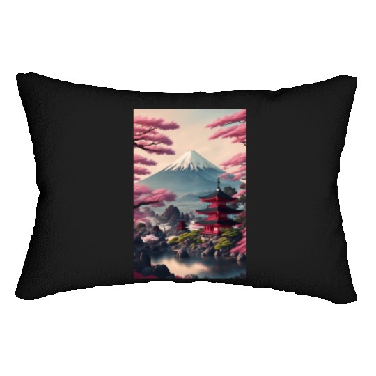 Asia Landscape Serene Mount Fuji Lumbar Pillows