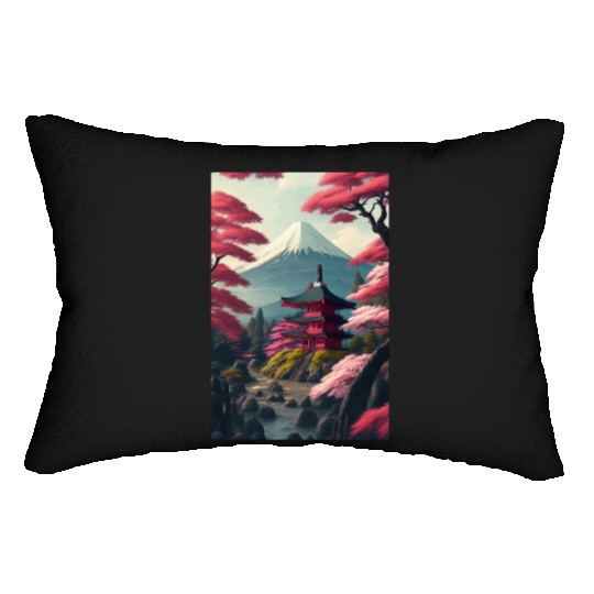 Asia Landscape Serene Mount Fuji Lumbar Pillows