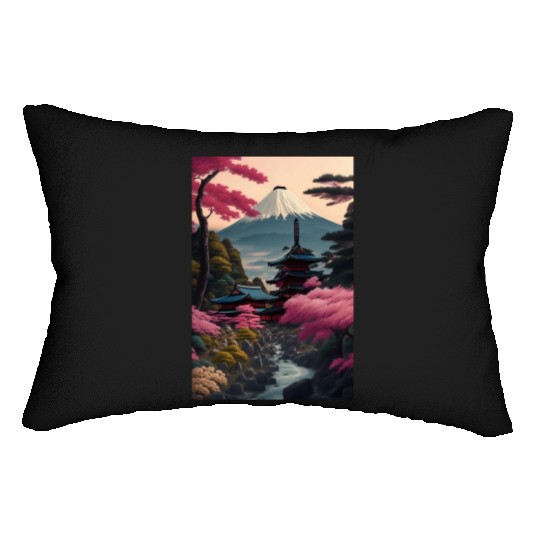 Asia Landscape Serene Mount Fuji Lumbar Pillows