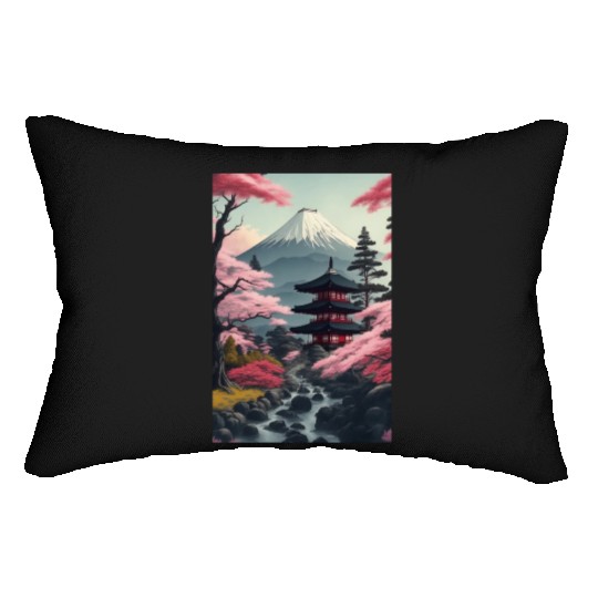Asia Landscape Serene Mount Fuji Lumbar Pillows