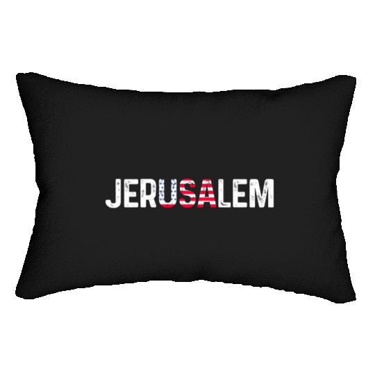 Jerusalem Usa America Flag Israel Lumbar Pillows