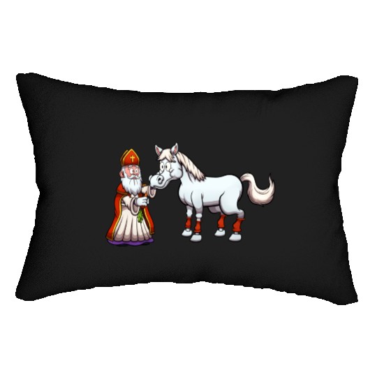 Saint Nicholas Feeding His Horse Lumbar Pillows