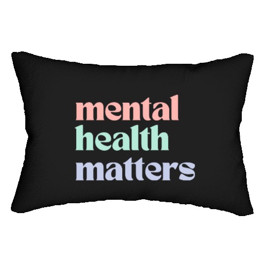 Mental Health Matters | Retro Quote Pastel Rainbow Lumbar Pillows